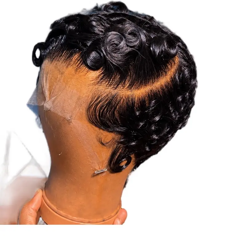 Women’s Short Curly Human Hair Pixie Wig – Glueless, Easy to Wear