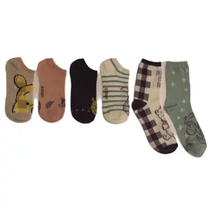 Winnie the Pooh Ladies' Set of 6 No-Show &Shorty Socks