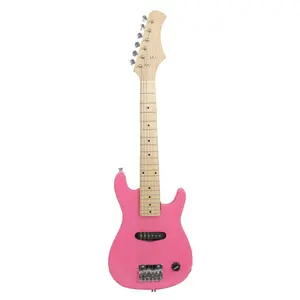 SUPERDEAL 30" Pink Neon Electric Guitar Set with 5W AMP Carry Case Guitarpicks for Kids Children All Accessories