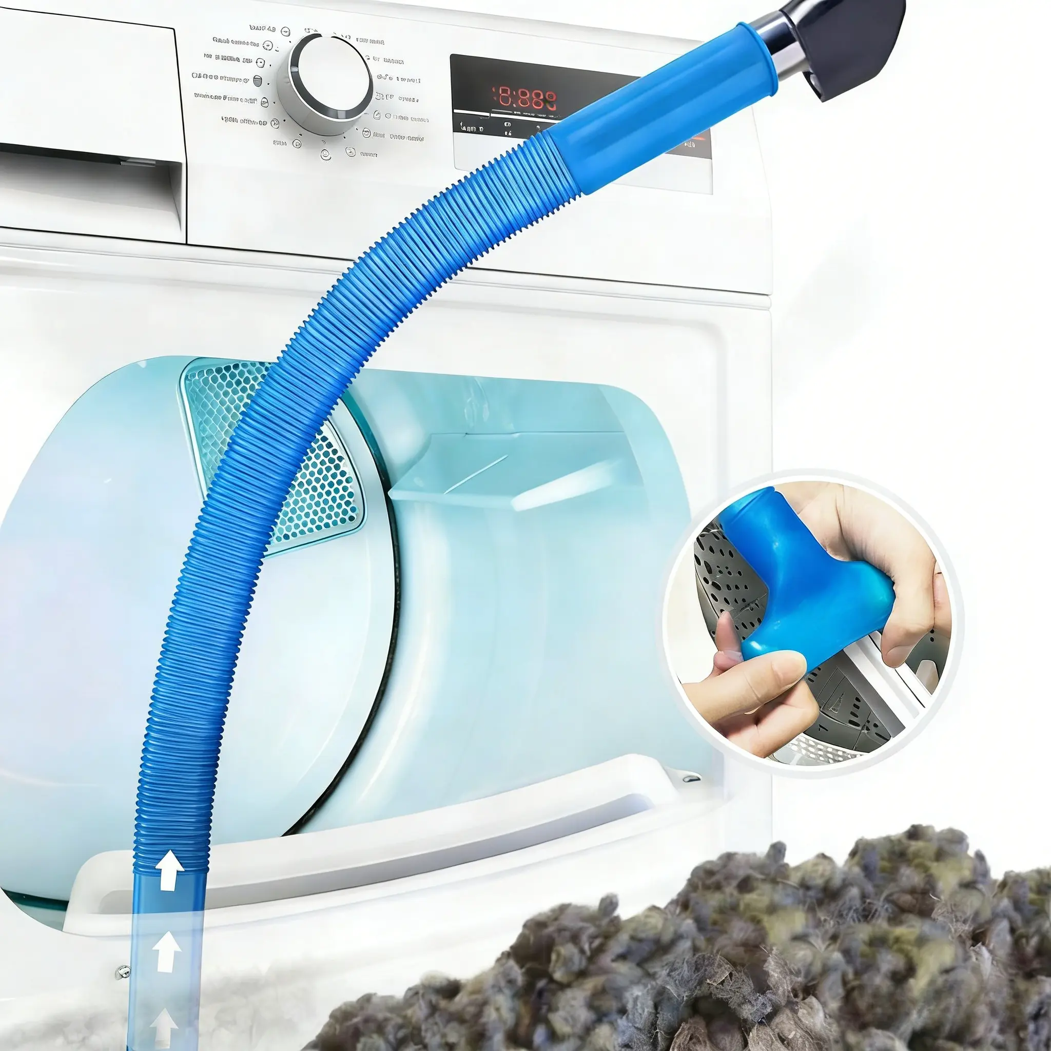 S-Dryer Vent Cleaner kit Dryer Lint Vacuum Attachment with Stretch Universal Connector, Dryer Vent Cleaning Tool Vacuum Hose Lint Remover, Blue