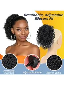 10 Inch Kinky Curly Drawstring Ponytail Extension for Black Women - Human Hair Feel, Natural Texture, Easy to Wear, Adjustable Drawstring, Heat Resistant Hair Extensions Ponytail (1pc),Drawstring Ponytail for Black Women