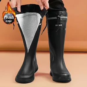 High-Top Couple Rain Boots with a Plush to Your Feet, Walking Together Through Wind And Rain, a Thoughtful Choice for Warmth And Companionship.