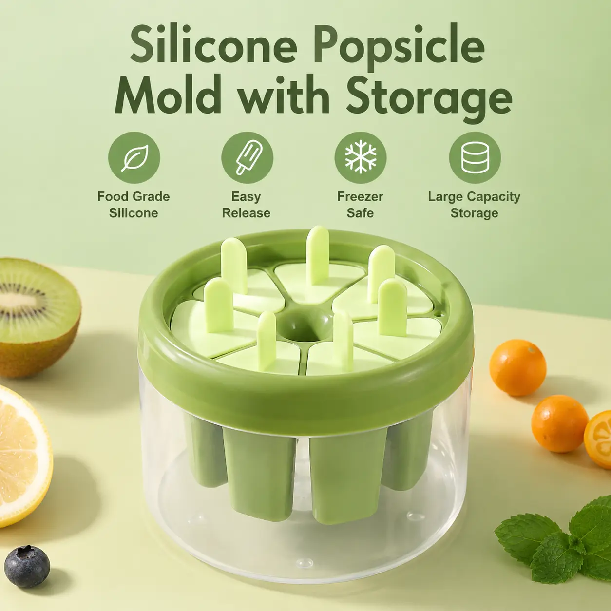 8-Grid Detachable Popsicle Mold - 1-Count Kitchen Utensils with Easy Release, Extra Storage for Household Homemade Summer Frozen Treats