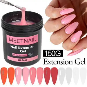 MeetNail Poly Extension Gel 150g Nails Enhancement Gel Polish Crystal Glossy Rhinestone Translucent Nude Styles 3D Molding Gel Cutics French Manicure for Daily Trendy Nail Art Clear Durable Flawless Salon Cosmetic