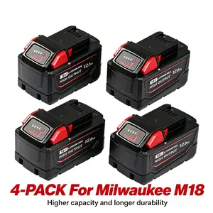 #Summervibes 4 Pack 12.0Ah Battery for Milwaukee M18 Tools, High Capacity Replacement Lithium Ion