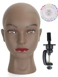 Bald Head Model, Human Body Model, PVC Material, Needle Insertable, Includes Desktop Stand, Ideal for Display & Photography, Wig Stand