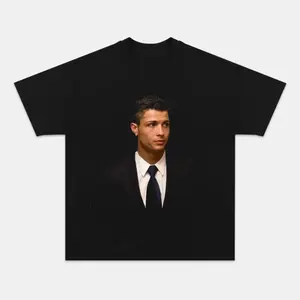 Cristiano Ronaldo Youth and Adult T-shirt and Sweatshirt Graphic Tees Tees Graphic Shirts CR7 Portrait Suit Style Soccer Icon Football Star Fan Shirt Minimalist Vintage Gift for Men Women Kids Apparel
