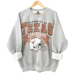 [Sale Up To 30%] + [Free Ship] Vintage Texas Sweatshirt, Football Unisex Cotton Crewneck Sweatshirt For Men and women