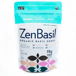 ZenBasil Organic Basil Seeds USDA Certified Organic Kosher Non-GMO Lectin-Free Gluten-Free Plant-Based Vegan Keto Paleo 15g Fiber per 2 TBS 14oz Kitchen Seasoning Seasoning