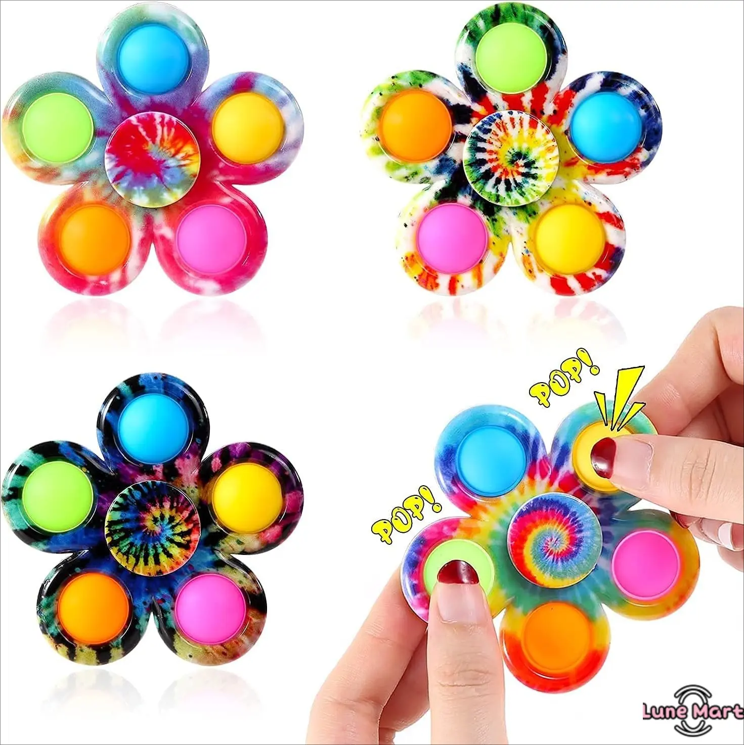 Fidget Spinner Bulk 4 Pack, Pop Fidget Spinners Fidget Toys for Kids, Treasure Box Toys for Classroom Prizes, Goodie Bag Stuffers Party Favors for Kids, Anxiety Stress Relief Toys with ADHD Autism
