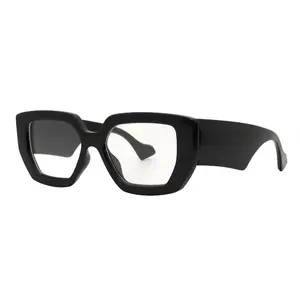 Mad Shade Bold Black Square Frame with Clear Lens – Oversized Statement Fashion Glasses  #41