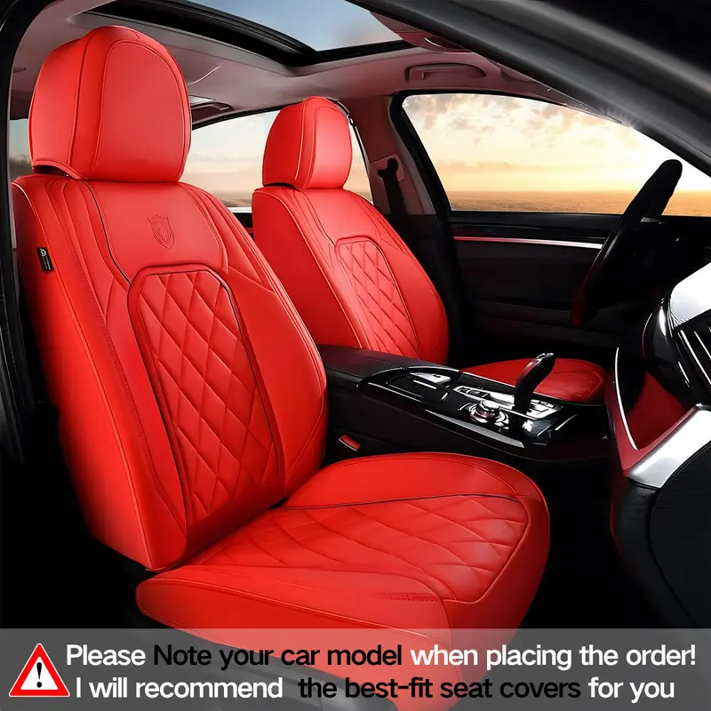 【COVERADO】 RC2118 5-Piece Napa Faux Leather Car Seat Covers, Breathable Waterproof 3D Molded Fit Car Seat Protectors, Vehicle Transformation Accessories, Fits 99% Sedans, SUVs, Trucks Car Seat Cushion Car Accessories