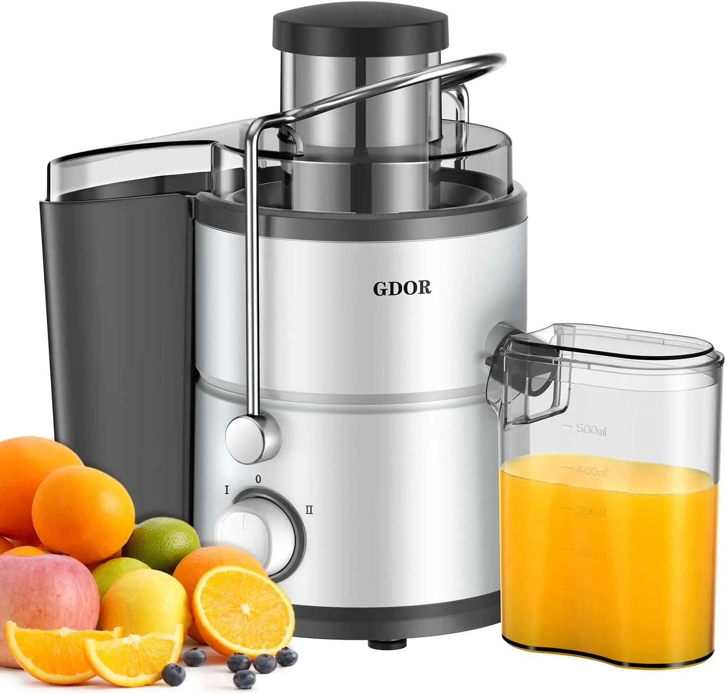 Centrifugal Juicer Machine Extractor 800W Dual Speed Control with 3 Inch Wide Feed Chute for Whole Fruits and Vegetables Anti Drip Function BPA Free Compact Countertop Juicing Machine Easy Clean Brush Included White