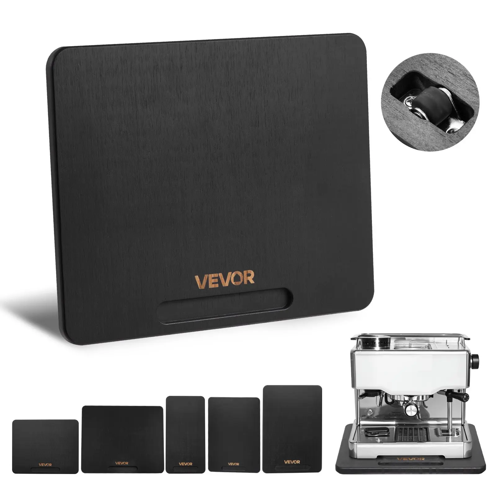 VEVOR Appliance Slider, Small 10.5 x 13-inch, Rolling Sliding Tray with Silent Rubber Wheels & Hollow Handle, Easy to Clean, Appliance Rolling Tray for Coffee Maker, Kitchen Countertop, Black