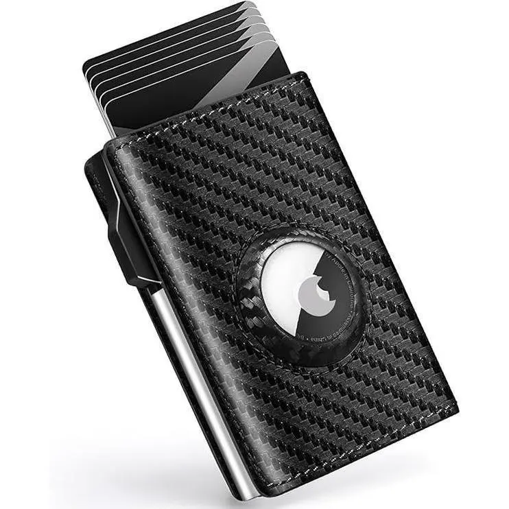 Wallet for Men Minimalist Pop Up Credit Card Case Holder 1-7 Cards, Smart Slim Wallet with Money Clip ID Window RFID Blocking Bifold Compact(Airtag Not Included) Wallets Gifts for Men