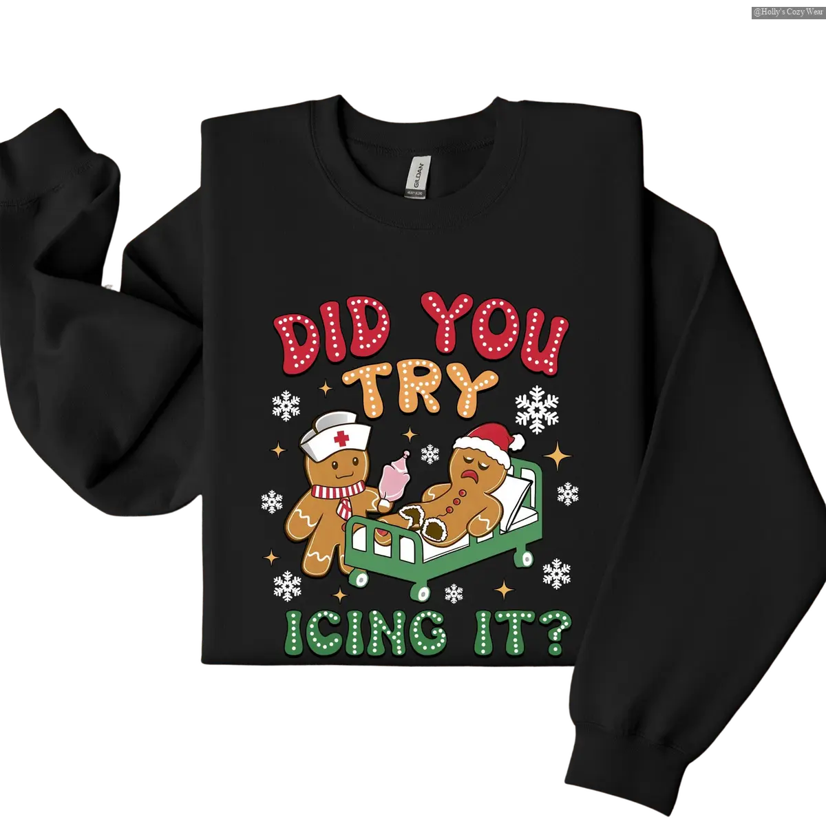 Christmas Gingerbread Nurse Sweater, Gingerbread Man Xmas Baking Funny Ladies Winter Holidays Crewneck Sweatshirt Future is Bright