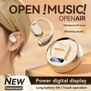 CHENGRUIDA M76 Wireless Earbuds, Open Ear Headphones, Ear Clip Bluetooth Earphones, Wireless 5.49 Chip, AI ENC Noise Cancelling, ACS Spatial Audio, 72H Long Battery Life, LED Power Display, Directional Sound, HD Voice Call, Non-In Ear Sports Headphones