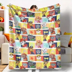 Paw Patrol Flannel Blanket Cute Pups Print Soft Warm Lightweight Cozy Plush Throw Perfect for Sofa Bed Travel Camping Gifts for Friends Family Cartoon Lovers or Pet's Accessory