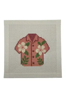 Pink Hawaiian Shirt Needlepoint Canvas