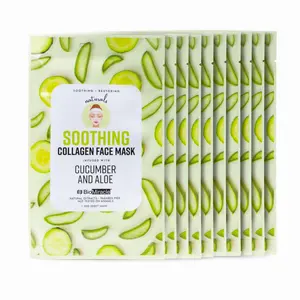 BioMiracle Soothing Collagen Face Mask – Cucumber & Aloe Infused for Instant Hydration, Cooling & Firming (20g) 10 Pack