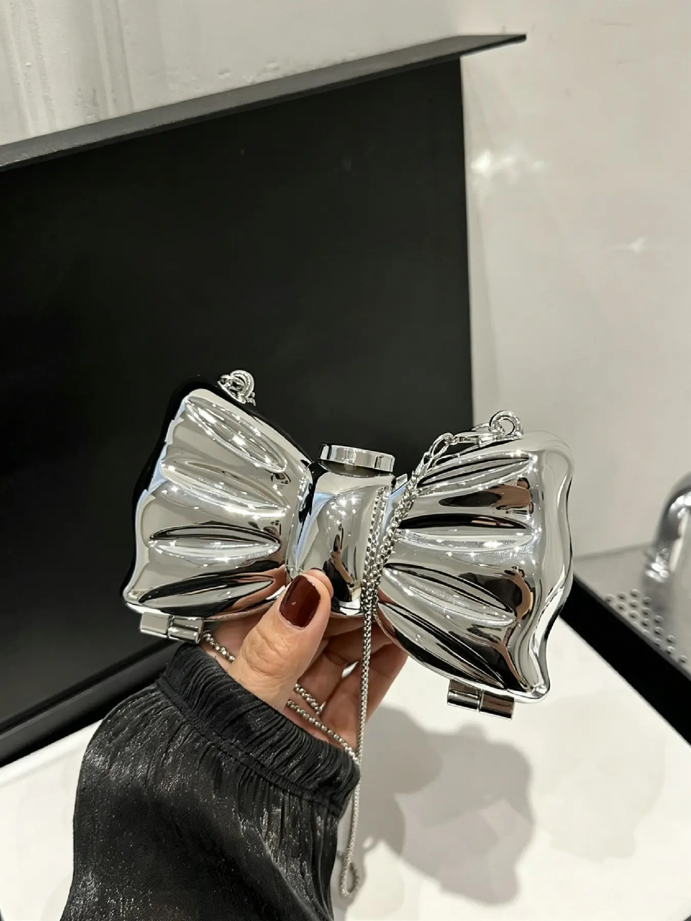 Elegant Bow Design Single Shoulder Bag, Mini Fashionable Casual Chain Crossbody Bag, Evening Party Bag for Women, Crossbody Shoulder Handbag