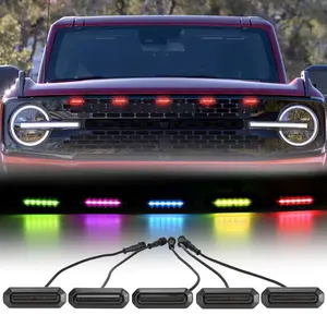 5PC RGB LED Grille Lights with App Control for 2021-2026 Ford Bronco 2/4 Doors Badlands/Wildtrak/Everglades fathersdaygift