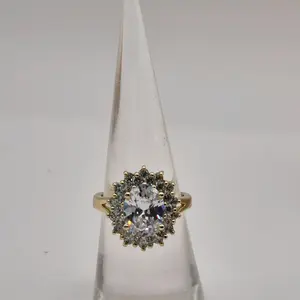 clear zircoin ring laminated gold