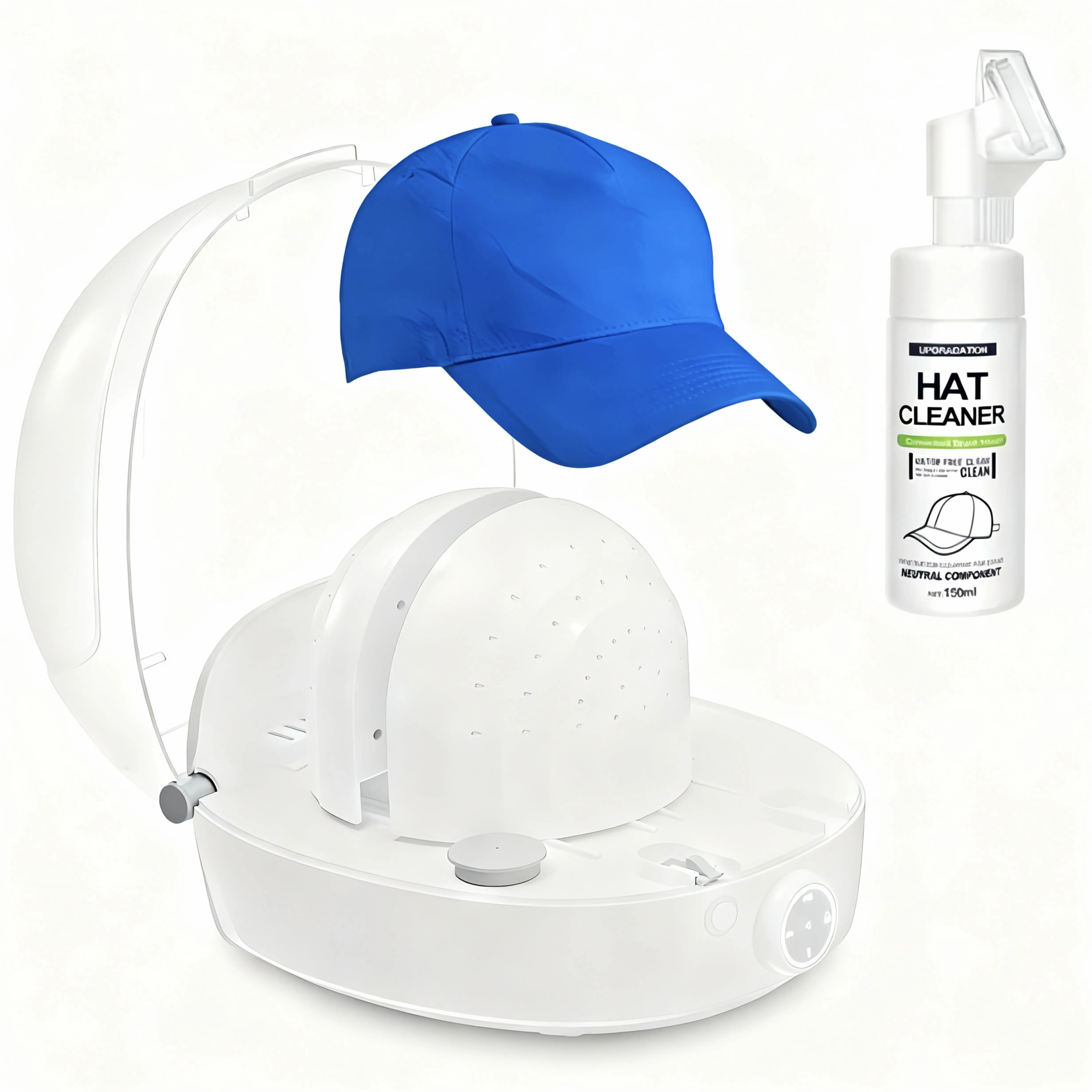 Corded Hat Shaper & Cleaner Machine, 8.45oz Water Tank, Adjustable Dome & Size, Automatic Mode, High-Temperature Sterilization, Steam Iron, Steams & Dries, Natural Odor Freshen for Baseball Cap Restoration