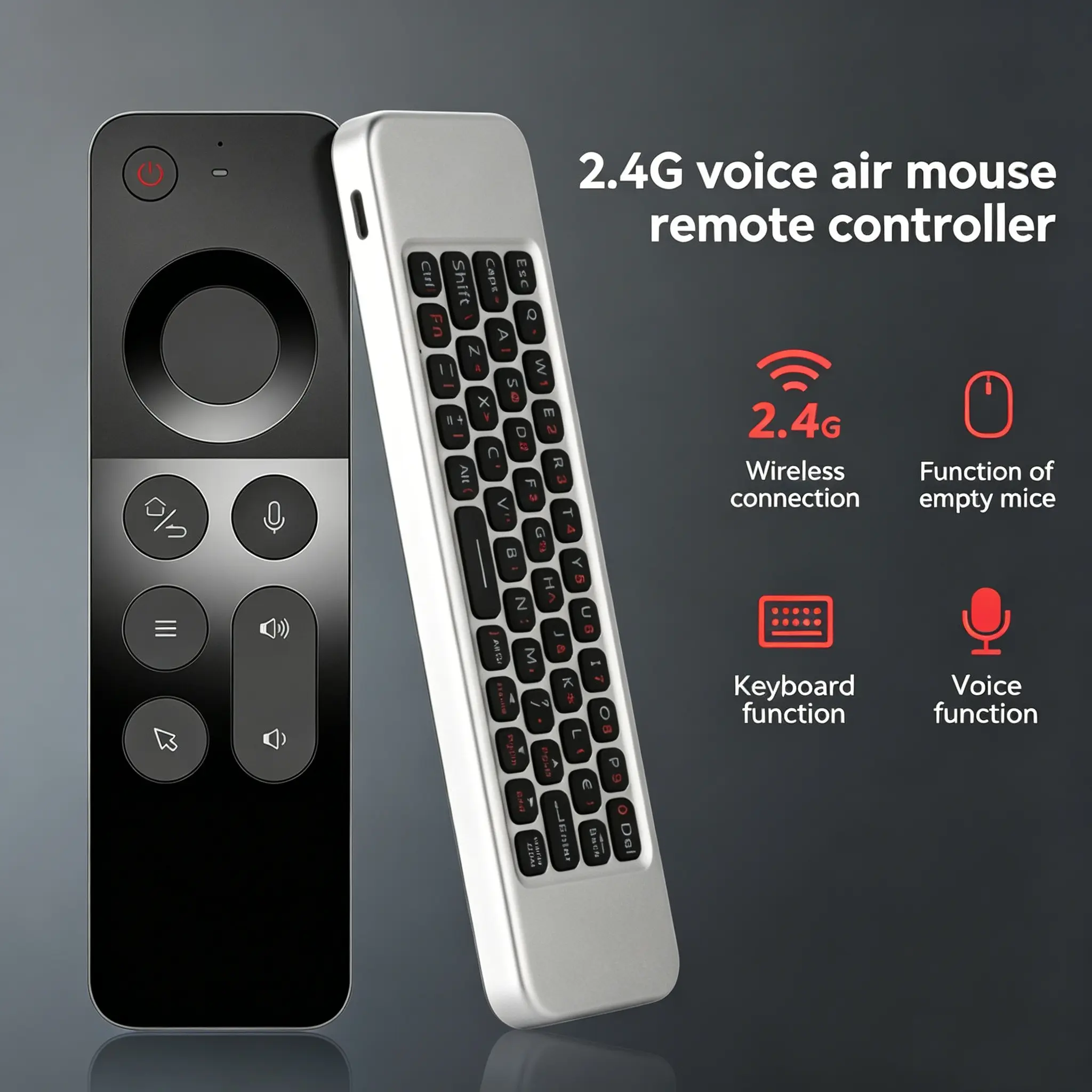 Universal Smart Remote Control, 2.4g Wireless Voice Air Mouse, USB Receiver & Keyboard, IR Learning, for Android TV Box, Tablet, Projector, Infrared Remote Control, Wireless Remote Controller