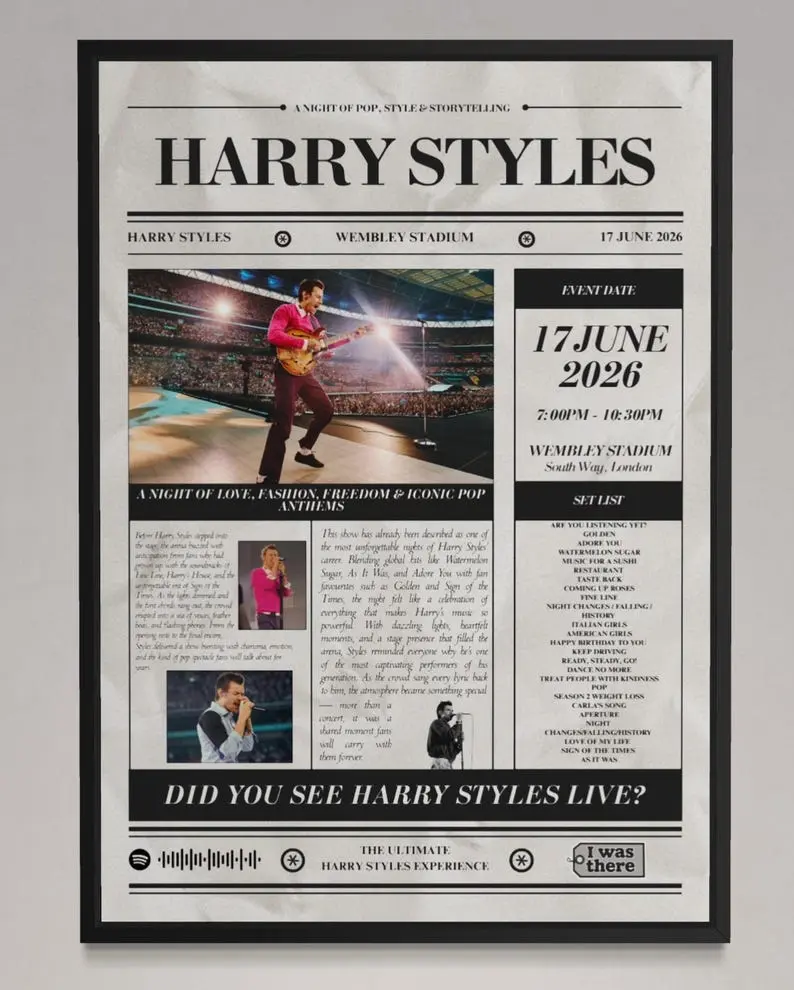 [Unframed Poster] Harry Styles - Newspaper Style Concert Poster