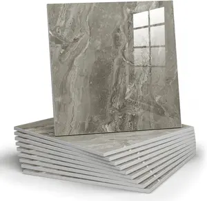 10pcs Marble Peel and Stick Backsplash Waterproof Washroom Wall Panels, Peel and Stick Tile, PVC Wall Panels for Kitchen (Grey Marble Tiles, 11.8" x 11.8" x2.5MM x 10Pack)