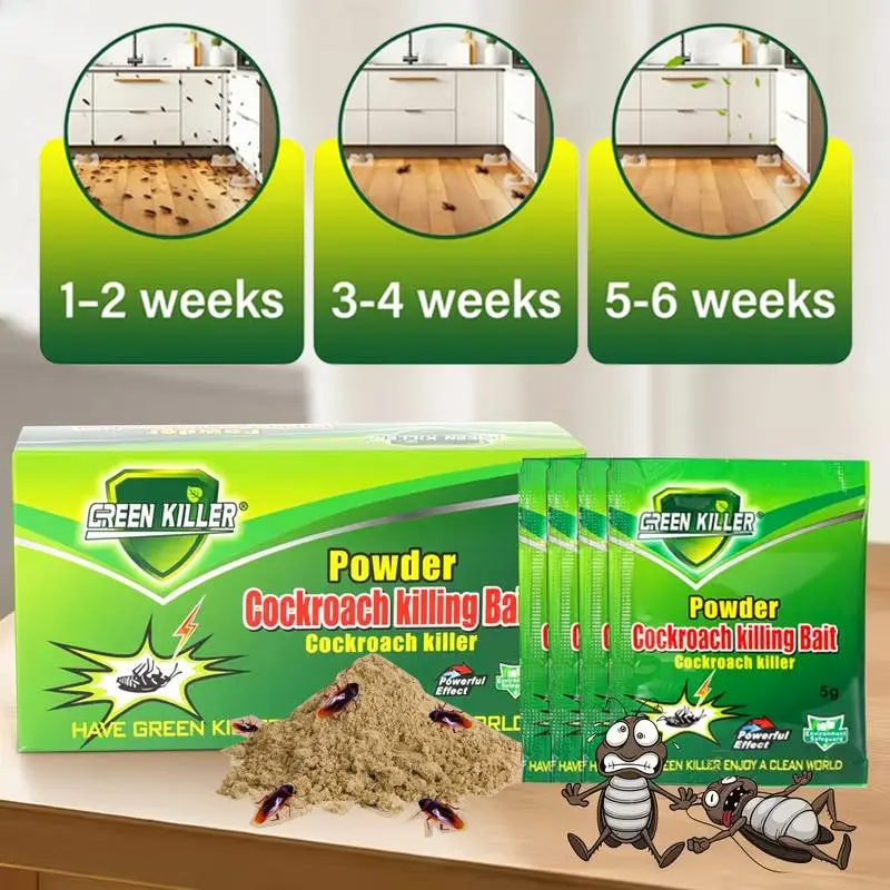 50 packets of high-efficiency cockroach bait powder, a fast-acting indoor cockroach killer—completely eliminates cockroach nests and colonies, suitable for kitchens and enclosed spaces. Cockroach Exterminator Cockroach Gel