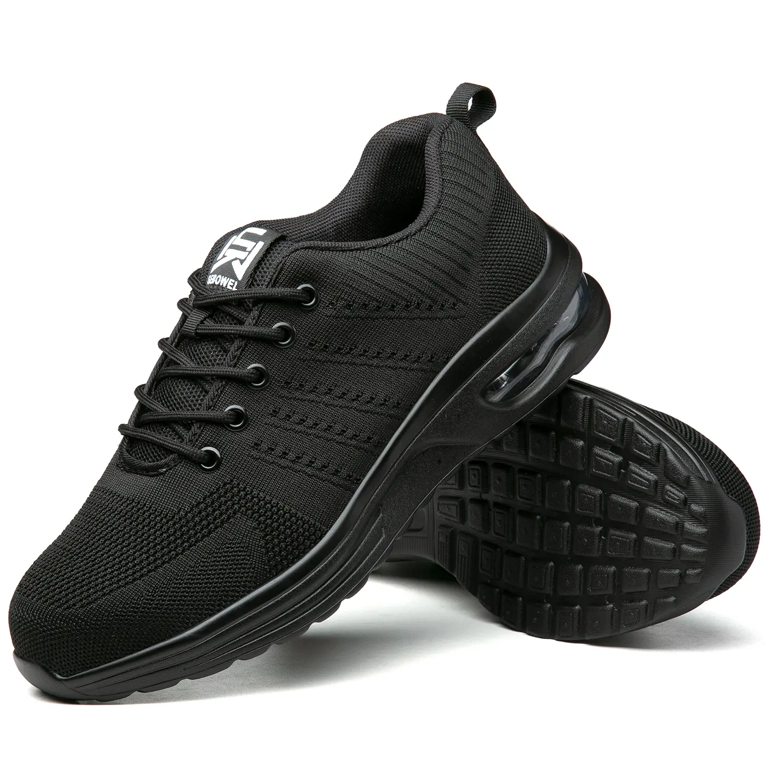 SEBOWEL Men's All Black Running Shoes Visible Air Cushion Fashion Sneakers Breathable Knit Mesh Walking Shoes Lightweight Shock Absorption Athletic Training Shoes Triple Black Daily Casual Footwear