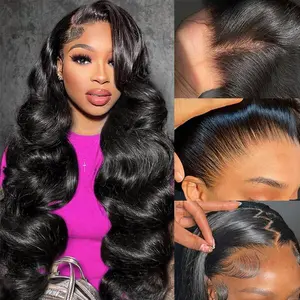 Cynosure Body Wave 13x6 Lace Front Wig Human Hair Pre Plucked Pre Bleached HD Lace Frontal 13x6 Glueless Drawstring Wigs Pre Everything Wigs for Women