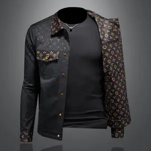 Autumn New Dark Flower Lapel Jacket - Men's Large Size (4XL-5XL) Trendy Slim Fit Black Casual