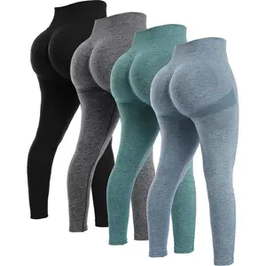 4 Piece Butt Lifting Workout Leggings for Women, Seamless Gym Scrunch Booty Lifting Sets