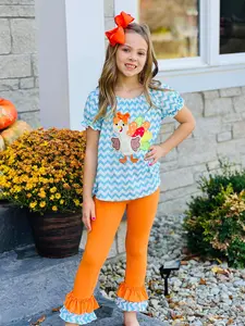 Blue Chevron Miss Turkey Ruffle Pants Set