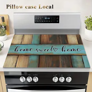 Home Sweet Home Rustic Wood 2D Flat Stove Top Cover, Heat Resistant Scratch Proof Stove Protector, Easy Clean Multi-Use Mat for Stoves, Oven, Washer Dryer, Farmhouse Kitchen Decor #HomeSweetHome #RusticWood #FarmhouseDecor #StoveProtector #HeatResistant