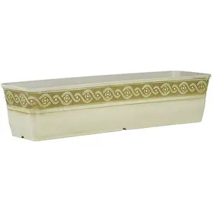 Classic Home and Garden Indoor/Outdoor Resin Corinthian Window Box Planter with Drainage Plug – Durable & UV-Resistant, 18"