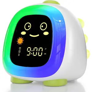 3C9-PDT03 Kids Adjustable Rechargeable Plastic Alarm Clock - Ok to Wake Cute Night Light, Toddler Sleep Training Tool, Dinosaur Gift for Children