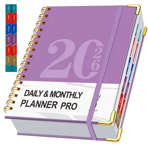 2026 Plan Book Spiral Bound Planner 400 pages  Weekly and Monthly Organizers for 365 Days, Fun and Personalized Stickers, Double Sided Binding, Built in Pockets, Time Management, Self-Discipline Plan, Daily Records, Office Stationery Supplies