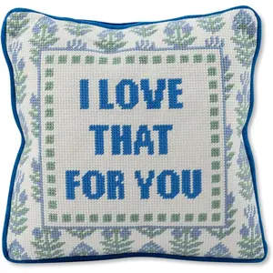 Needlepoint Decorative Throw Pillow - Love that for You - 10" x 10" - Small Embroidered Accent Pillow for Bed, Chair, Couch, Sofa - Eclectic  Decor
