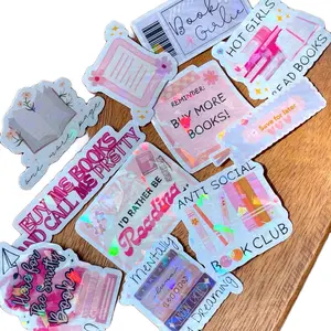 Bookish Pink Holographic Sticker Bundle for Decorating Kindle Stickers