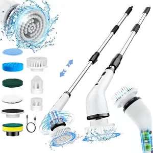 Mother’s Day multifunctional wireless cleaning brush, electric rotating scrubber, equipped with 9 interchangeable brush heads, USB charging, 3 adjustable speed settings, extendable handle, suitable for bathrooms, tile cleaning, floors, detachable automati