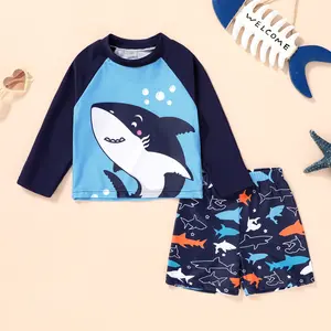 Toddler Boys Swimsuits Rashguard Sets Long Sleeve Swim Shirt Trunk Bathing Suits Swimwear Summer Outfits Clothes