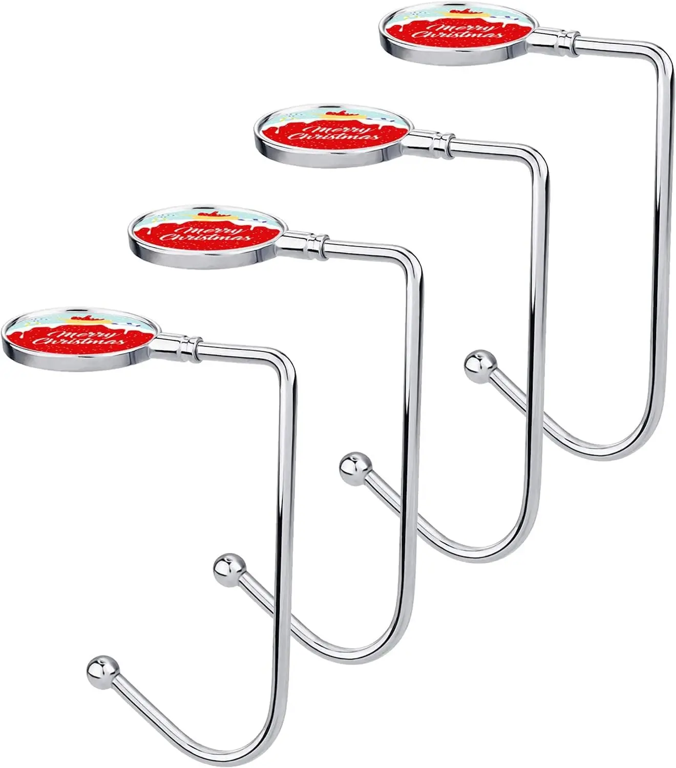 4 Pieces Christmas Stocking Holders Mantel Hooks Hanger Christmas Safety Hang Grip Stockings Clip for Christmas Party Decoration, Silver (Silver, 4)
