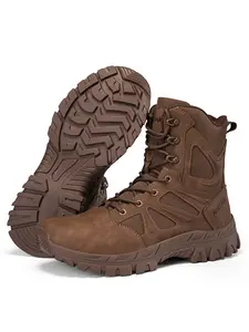 Men's High-Top Tactical Boots Closed, Outdoor Hiking Shoes, Reinforced Impact Resistant Toe, Ankle Support, Non-Slip Sole, Waterproof Upper, Lightweight