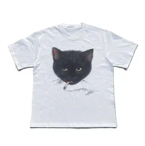 Y2k Smok!ng Cat T-Shirt, Unisex Vintage Graphic Tees Gothic Grunge Y2k Emo Scene Amity Affliction Style Clothes Men Women Streetwear Cotton Menswear