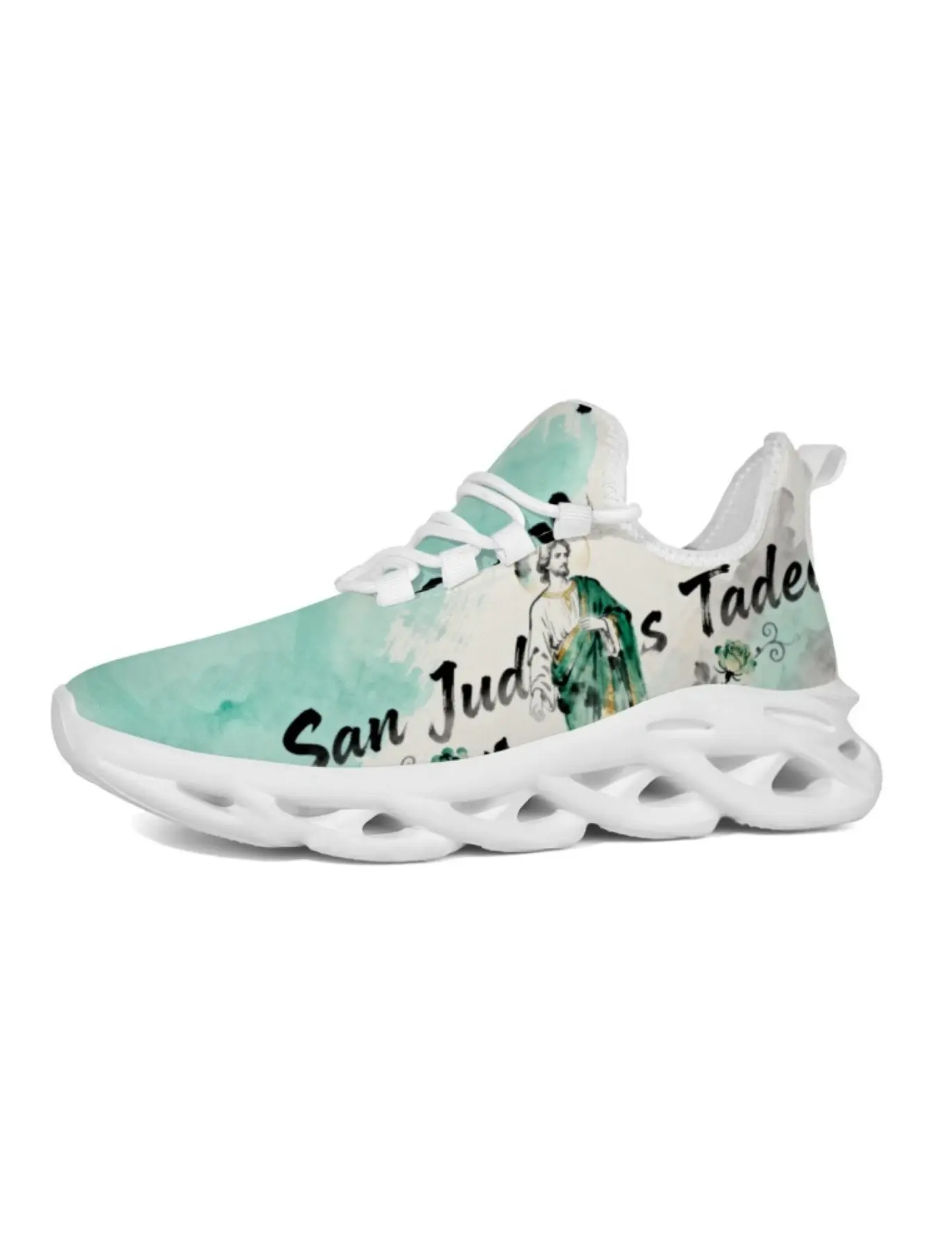 Minimalist & Fresh - Unisex Religious Style Saint Icon & Watercolor Print Casual Sneakers - Skin-Friendly & Breathable, Non-Slip & Wear-Resistant, Versatile for Daily Outings, Campus Wear & Light Sports