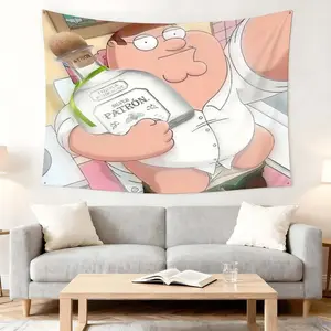 1 Pc Family Room Retro Cartoon Tapestry Wall Hanging Home Décor Party Backdrop Fun Living Room Design Art Illustration Festival Atmosphere Cozy Lounge Pop Art Decoration Animated Characters Wall Tapestries